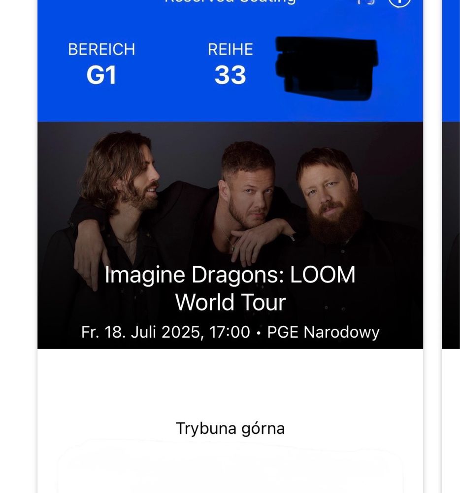 Imagine Dragons 1 білет Варшава 18 липня