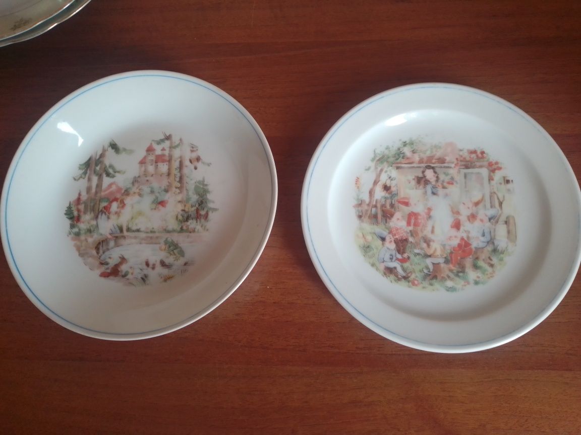 Фарфоровые тарелки детские Принц-лягушонок и Белоснежка (Кольдиц)