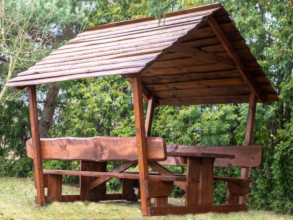 Altana ogrodowa, biesiadna, komplet ławki, stół 2,5m, 10 osób