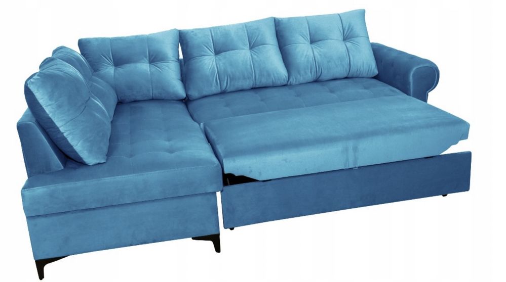 Sofa narożnik błękitny