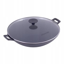 Patelnia-wok Żeliwna Z Pokrywką 30cm