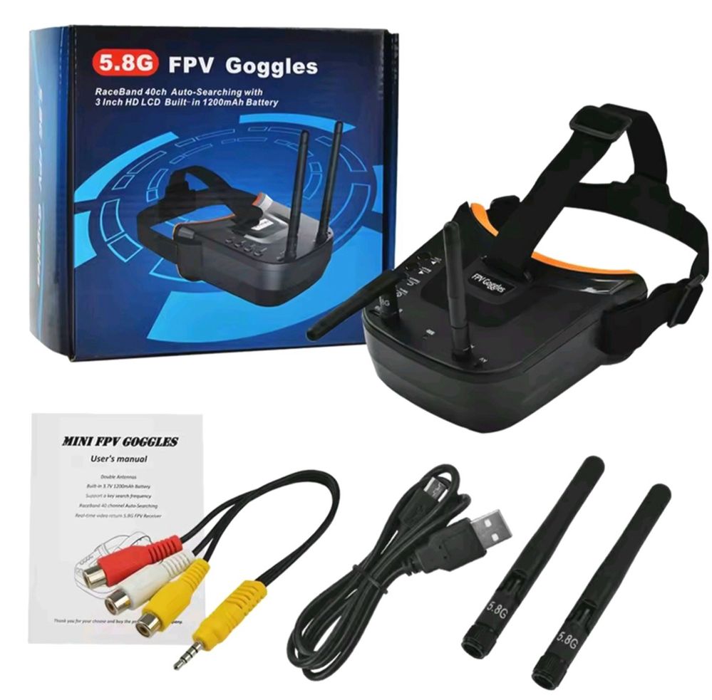 FPV окуляри - шолом VR009, 3", 5.8 ГГц, 480x320