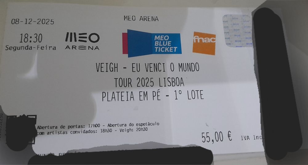 Bilhete artista veigh