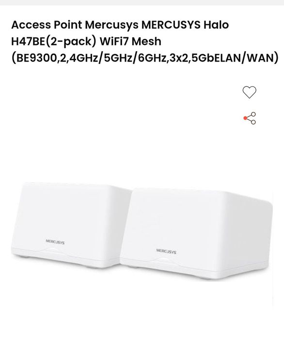 Mercusys Halo H47BE (2-pack) — це система Mesh Wi-Fi 7