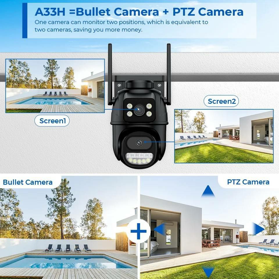 BESDER A33H-8МП уличная WiFi IP камера видеонаблюдения, ICSee