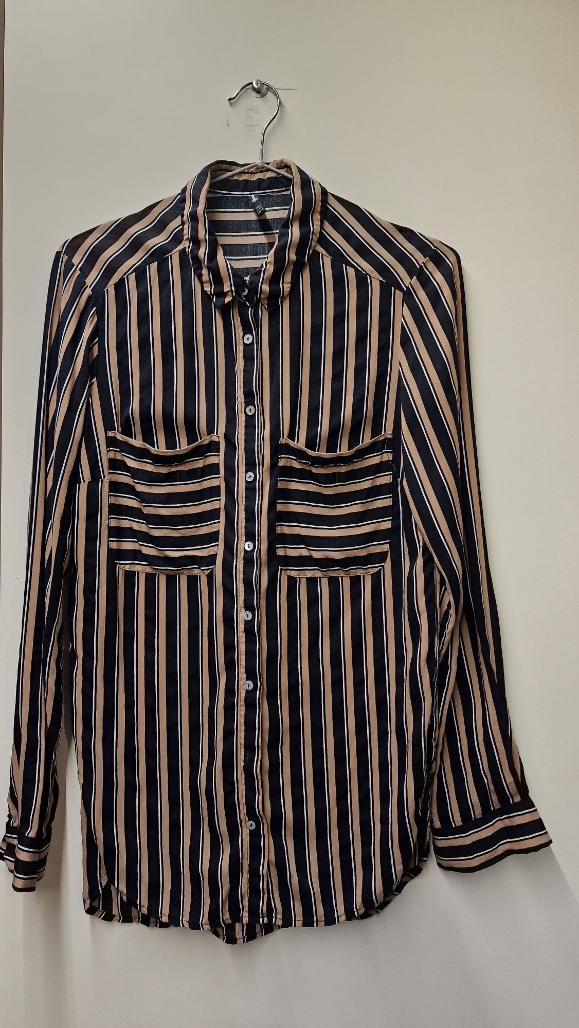 Koszula damska Stradivarius paski casual elegancka kieszenie 38 M