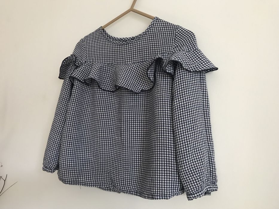 Bluzka koszula w kratkę vichy z falbanka Zara 104 cm 3/4 lata