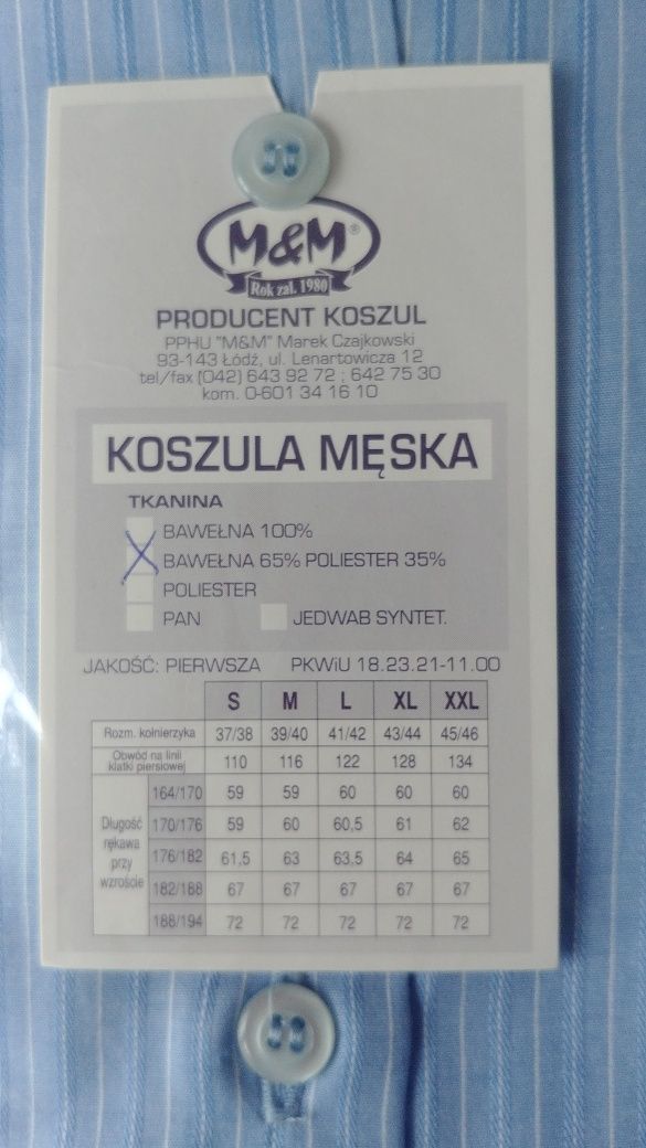 Koszula męska M&M 39/176-182