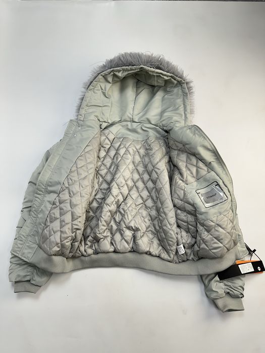 Бомбер с мехом дутый аляска куртка пуховик белый серый білий біла сіра