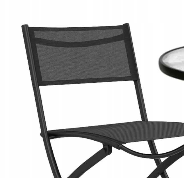 Zestaw Balkonowy Ogrodowy 2 Składane Krzesła Okrągły Stolik Stabilny