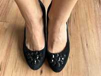 Clarks czółenka buty na obcasie zamsz kryształki eleganckie R.39