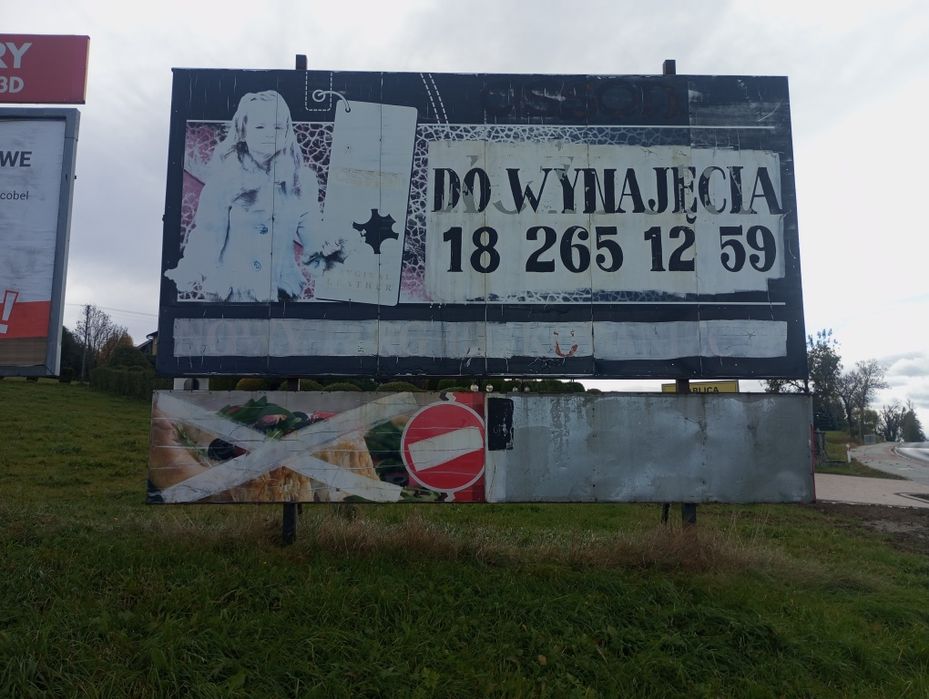 Bilbord, Konstrukcja stelażowa pod reklamę, sprzedam lub wynajmę, Podh