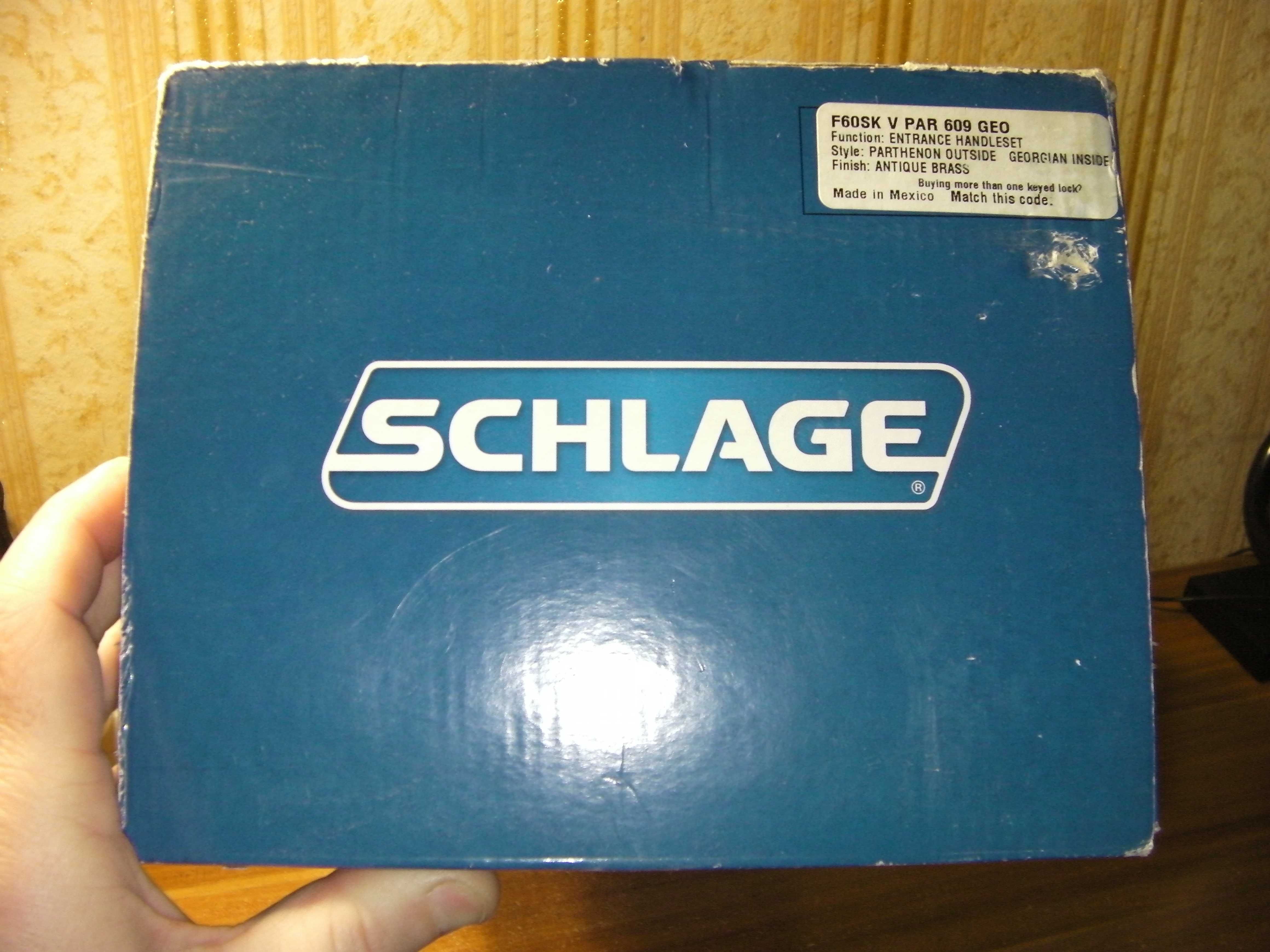 Замок Врізний Schlage F60SKVPAR609GE Латунь Dead Bolt SmartKey з США