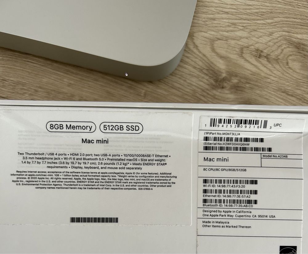 Mac mini 2020 M1 8GB RAM, 512GB SSD офіціал