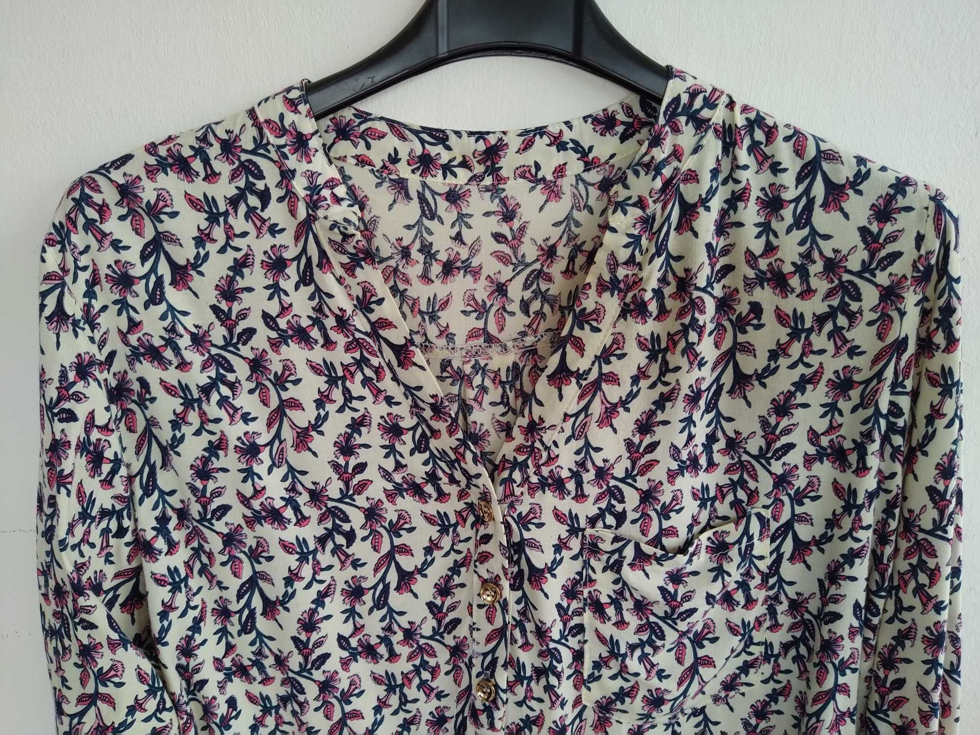 Blusa / túnica florida em tons de azul - Tamanho XXL