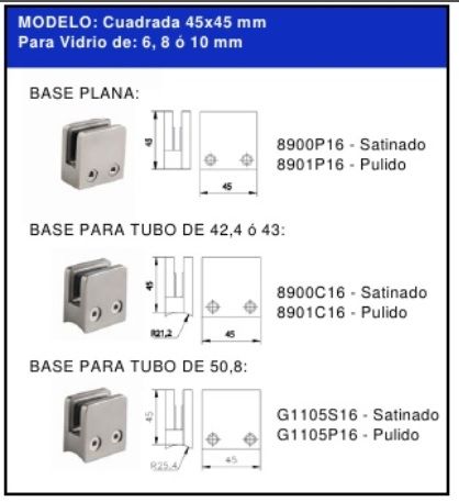 Acessorios pinças Vidro Guarda-corpos G1105S16 316