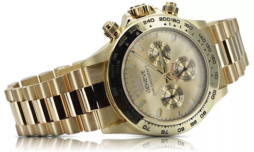 Złoty zegarek z bransoletą męski 14k Geneve mw014ydg&mbw015y Wrocław