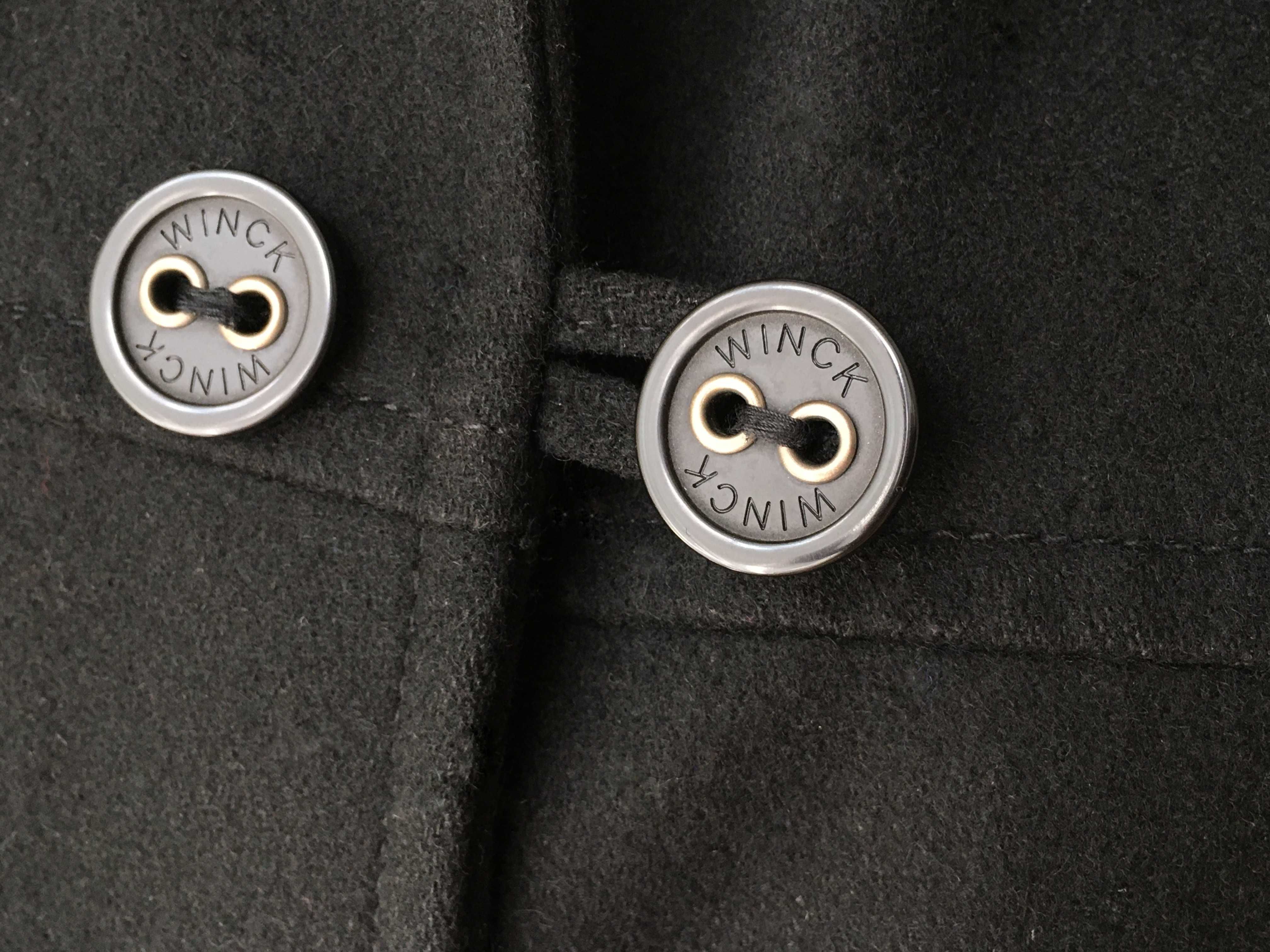 WINK przejściowy płaszcz wełniany wełna czarny trencz dwurzędowy 38