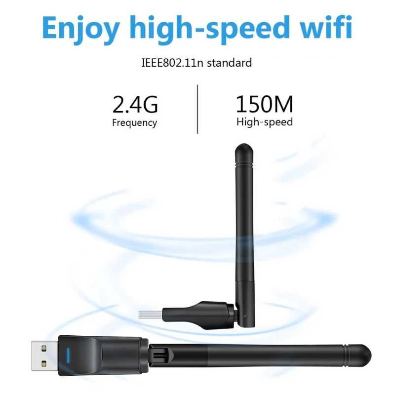 Antena WiFi Karta Sieciowa na USB 150Mbps 802.11n 2.4G do Komputera PC