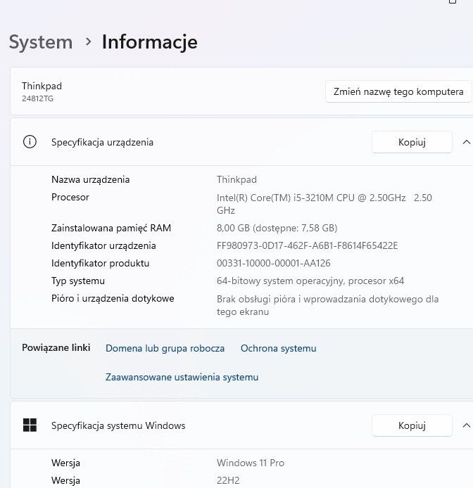 Lenovo ThinkPad L530 i5/8GB RAM/matryca 15,6 HD+/dysk SSD 128GB/dobry