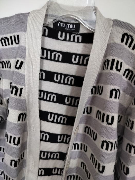 Szary sweter w paski Miu Miu S M