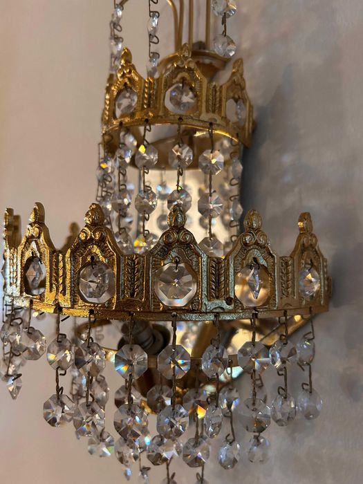 Par de apliques / candeeiros de parede em cristal