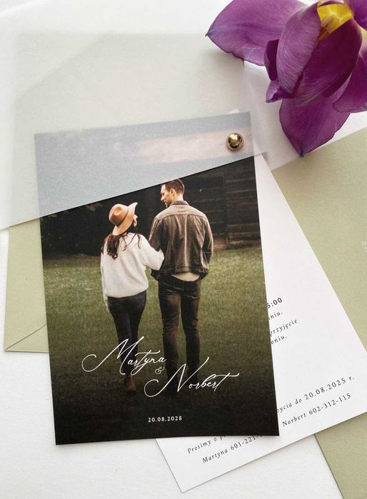 Zaproszenia ślubne ze zdjęcie, minimalistyczne, ślub, wesele