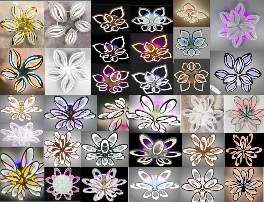 светодиодная люстра светильник ромбы квадраты  лед с пультом диммер