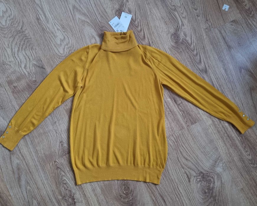 Damski żółty golf sweter nowy z metką sweter na zimę