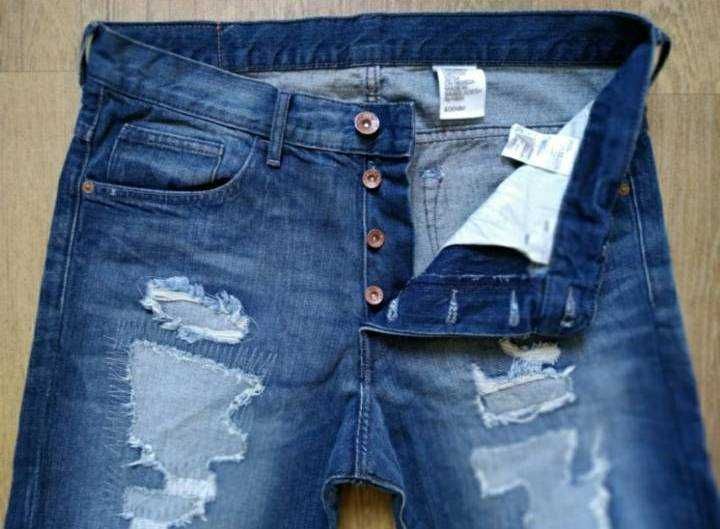Мужские джинсы H&M Denim Tapeed 32/34 Пэчворк