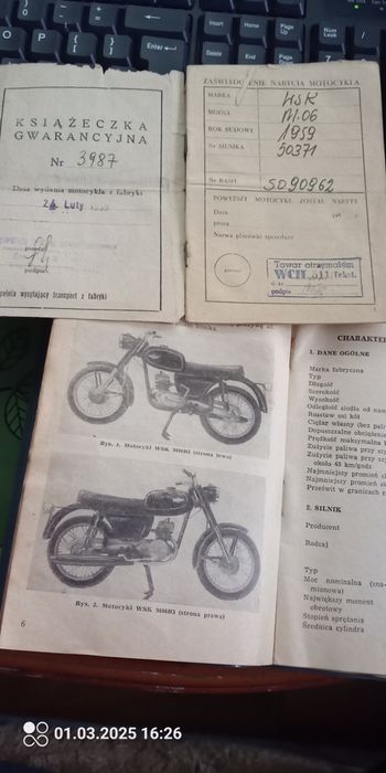 Różne Dokumenty  do WSK 125 z 59r