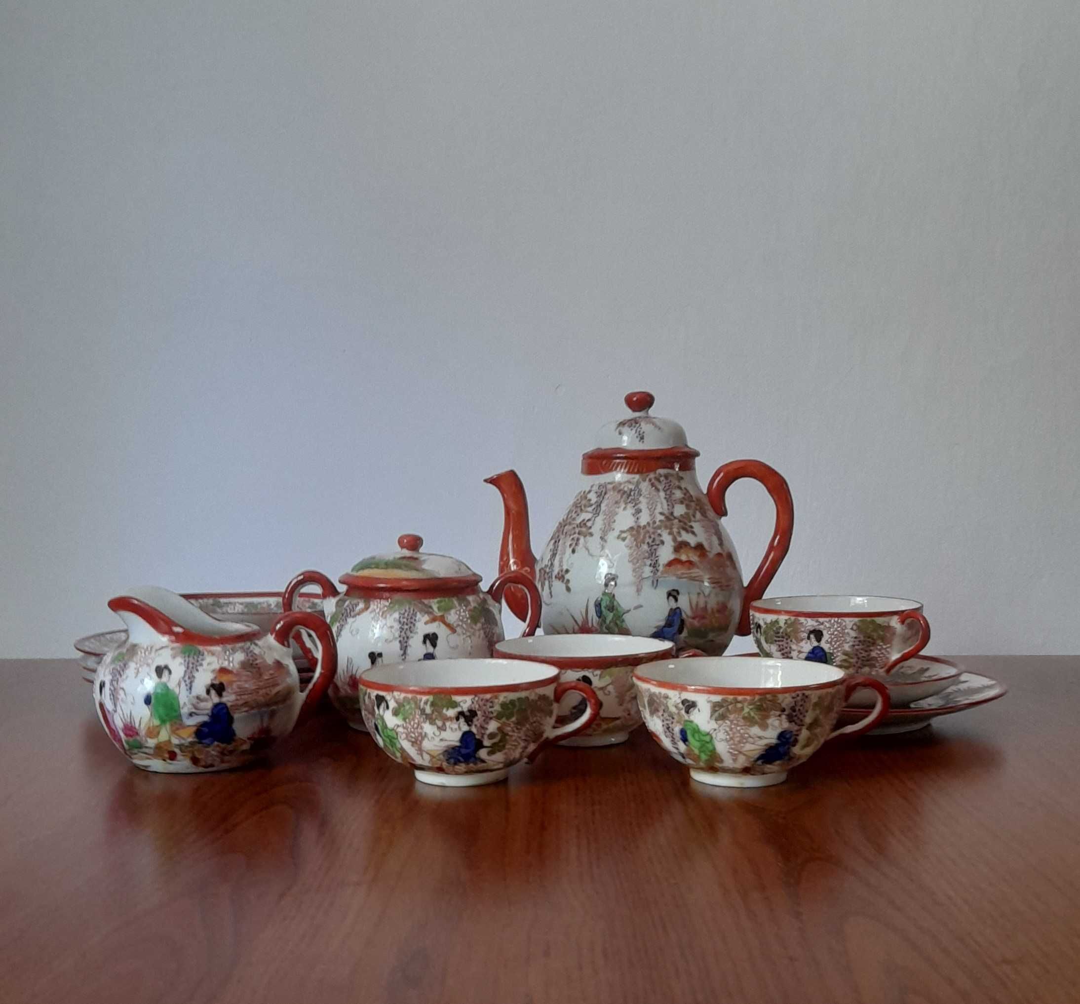 Vintage Zestaw do Kawy Herbaty_15 el. Porcelana Kutani Chiny, 1930-40