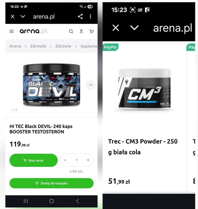 Suplementy BLACK DEVIL, kreatyna CM3 biała cola, CREATINA, ANABOL 5