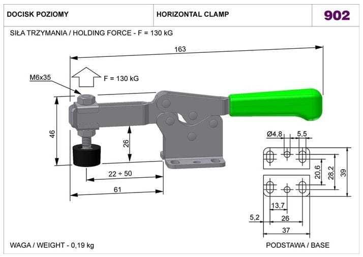 NOWY Docisk poziomy 902 RAIS 2 szt.