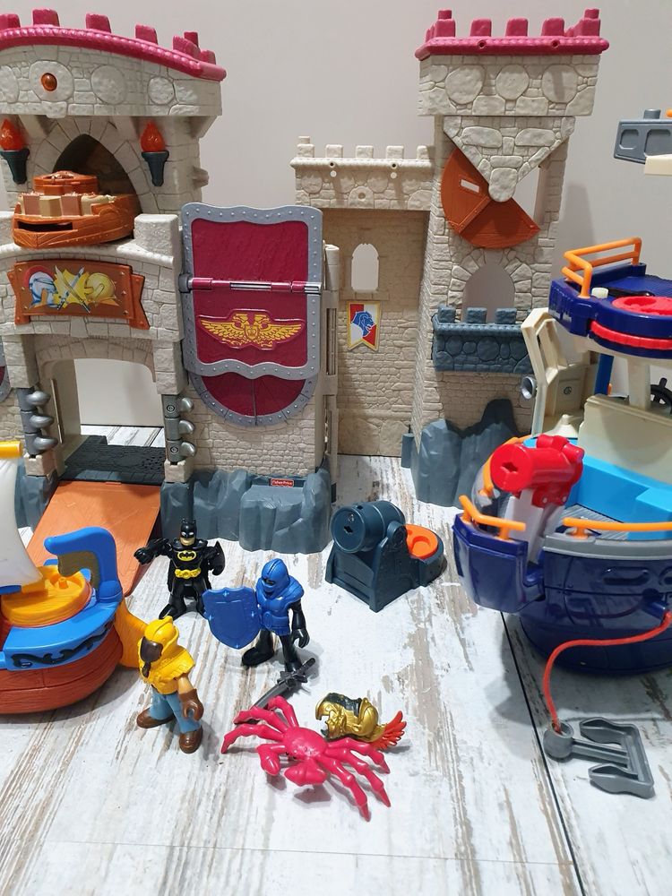 Imaginext Fisher Price zestaw smok statek zamek helikopter