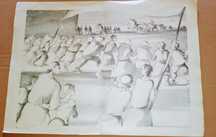 Antiga gravura dos desenhos de Álvaro Cunhal