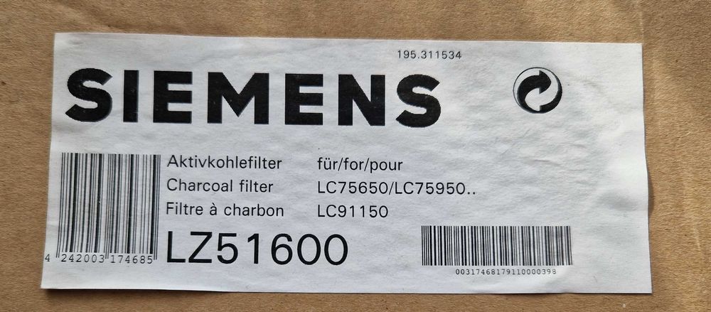 Filtr węglowy Siemens LZ51600 okap kuchenny