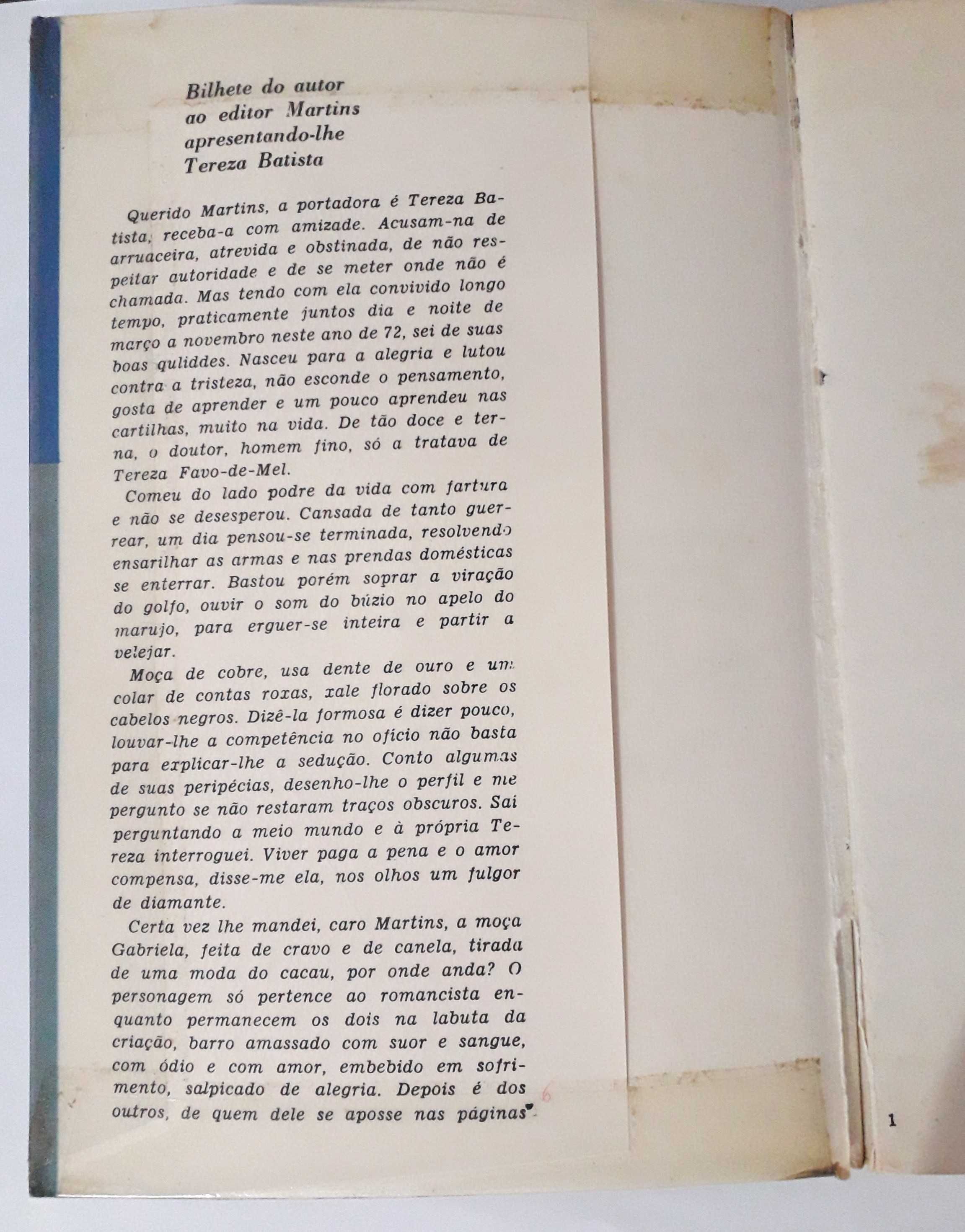 Livro de Jorge Amado - Tereza Batista Cansada de Guerra