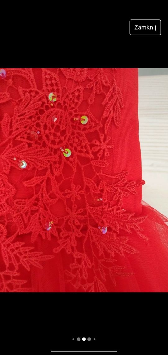 Czerwona weselna sukienka tiulowa M/38