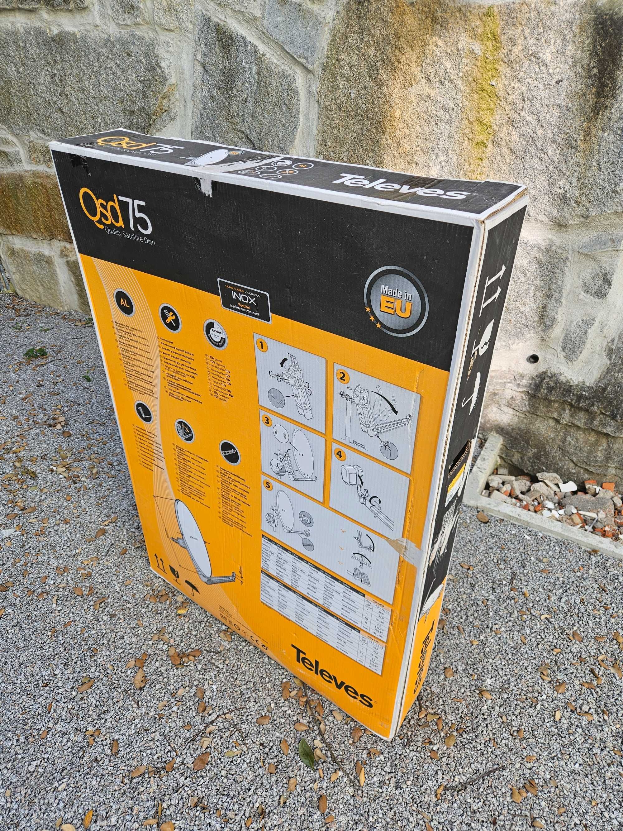 **NOVO** Antena Parabólica Televes QSD75 Laranja - Embalada de Fábrica