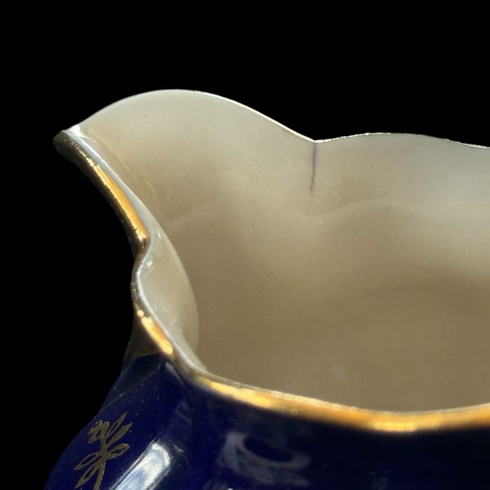 chodzież mokka dzbanek + mlecznik kobaltowy ze złoceniami B41/653