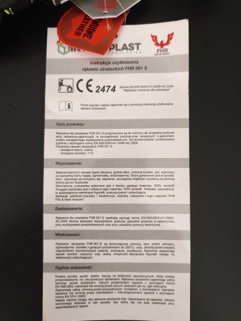 Rękawice strażackie FHR 001 S
