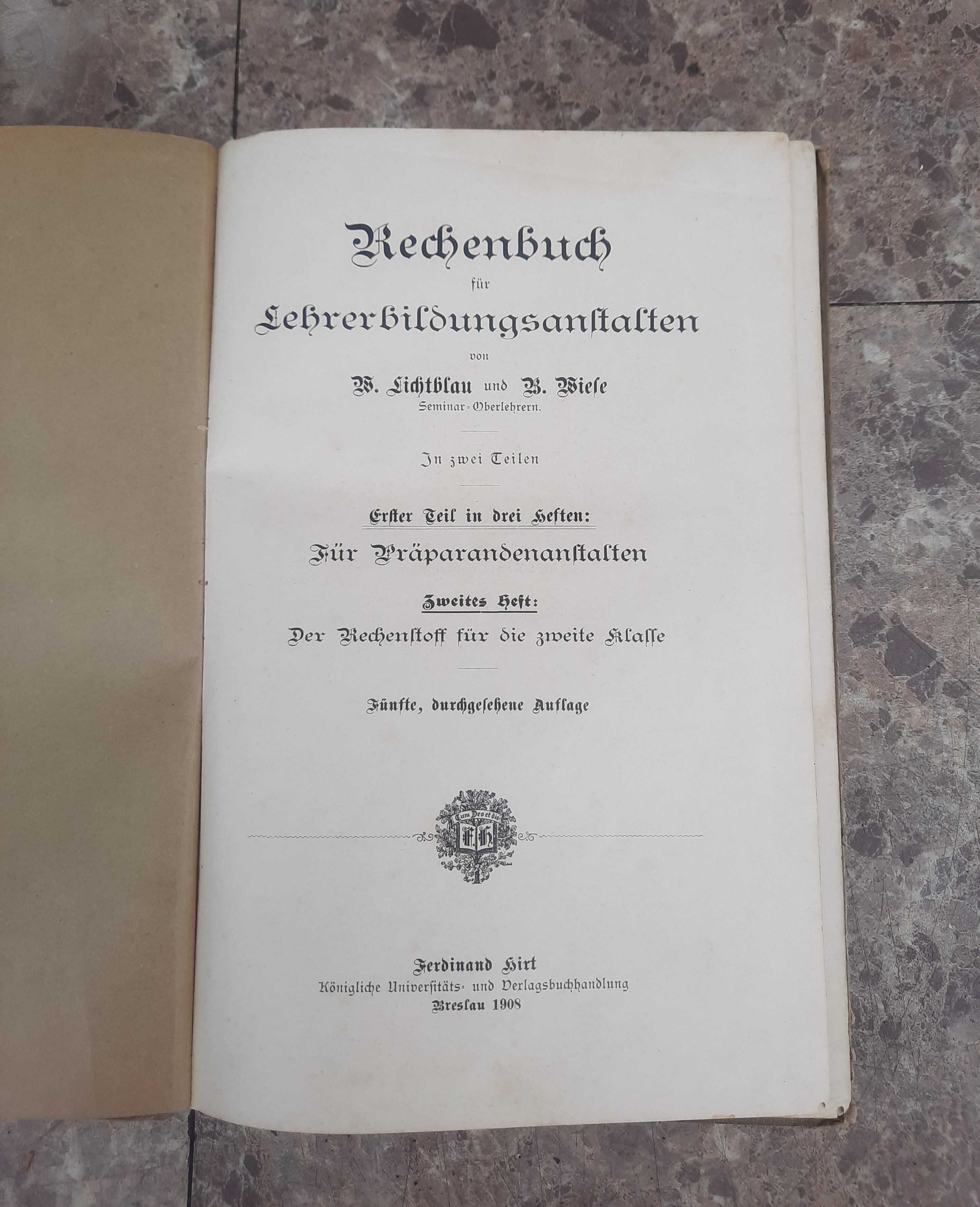 Stara książka Rachenbuch Breslau 1908r