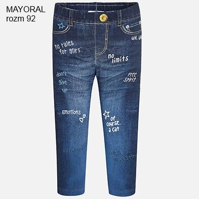 Nowe Legginsy MAYORAL w stylu jeansów z nadrukiem, ciepłe, rozm 92