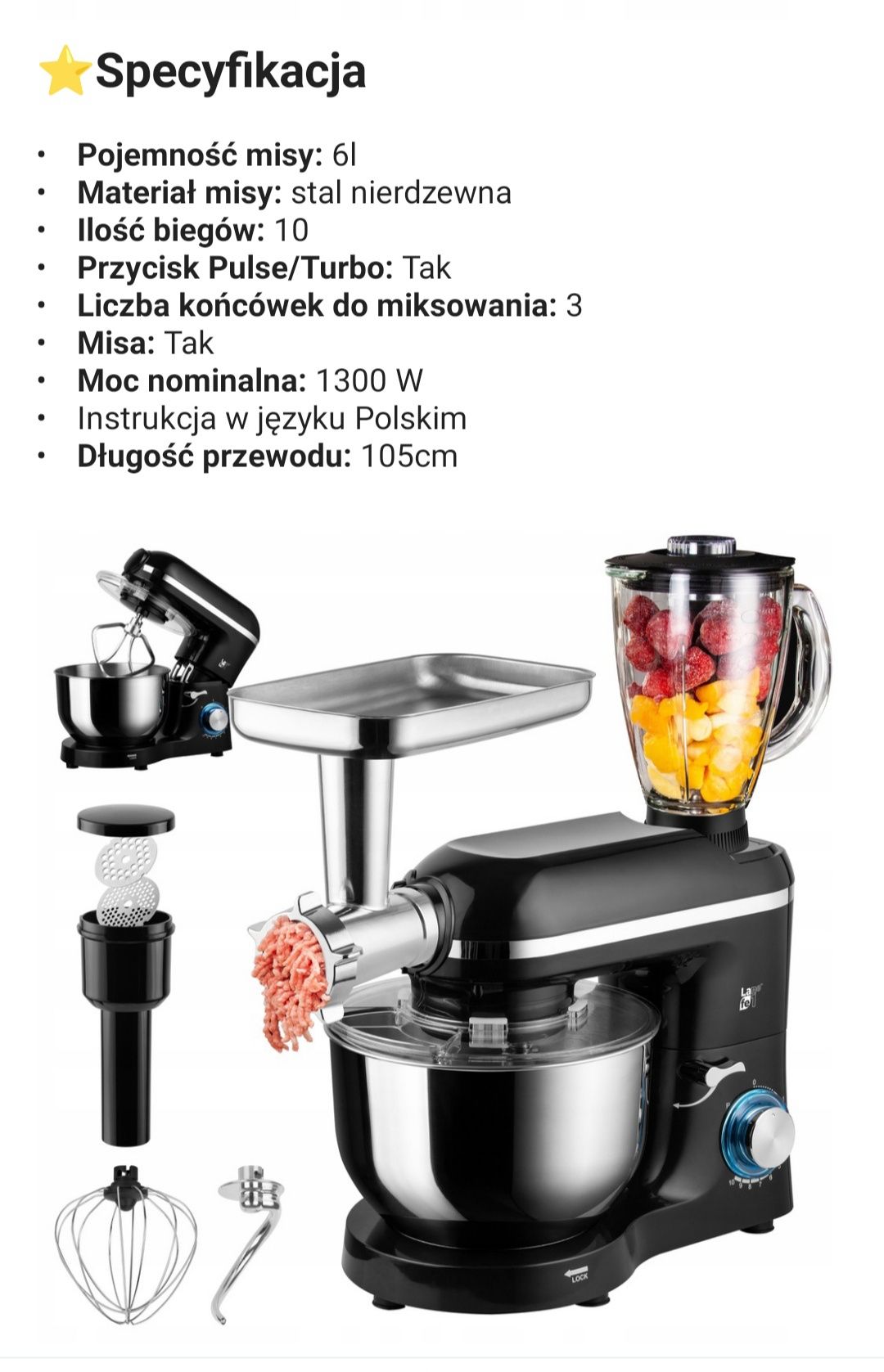Robot kuchenny planetarny czarny
