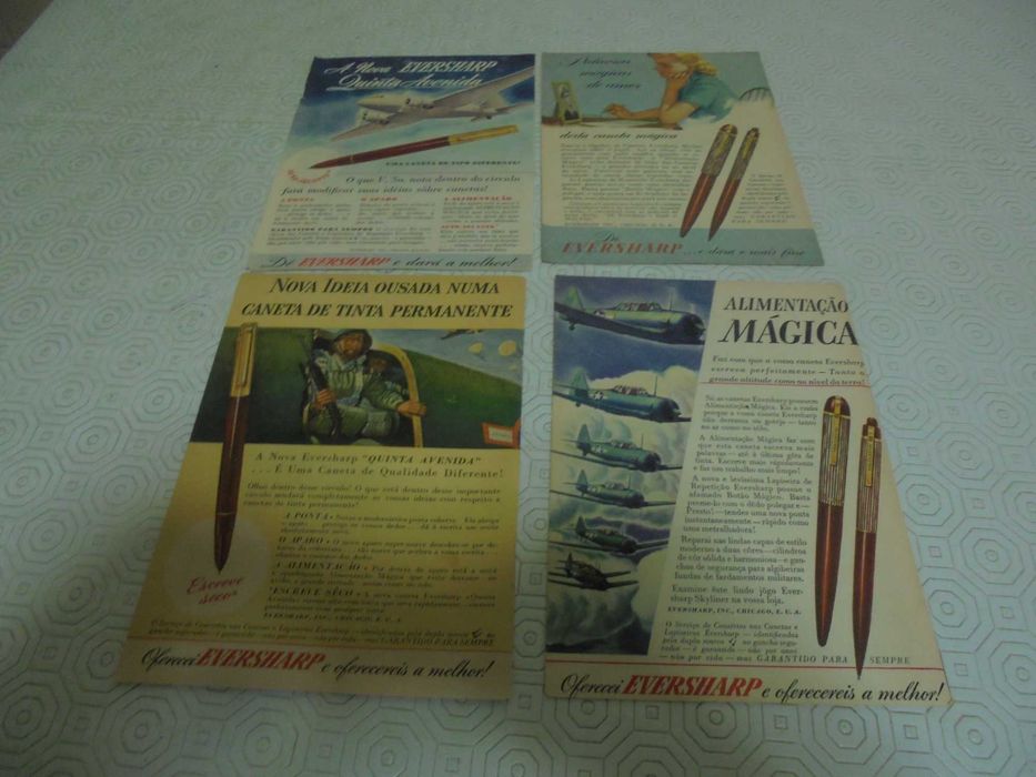 Publicidades de Canetas Eversharp dos anos 40 todas diferentes