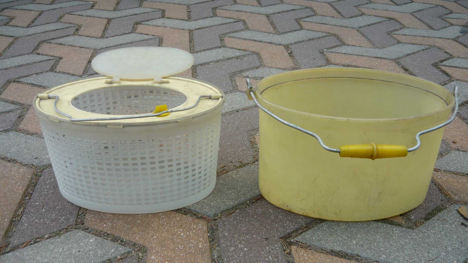 Sadzyk wiaderko na ryby plastikowe siatka na żywca