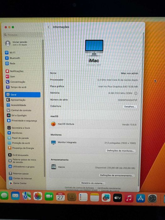 Vendo iMac de 21.5 polegadas, modelo de 2017