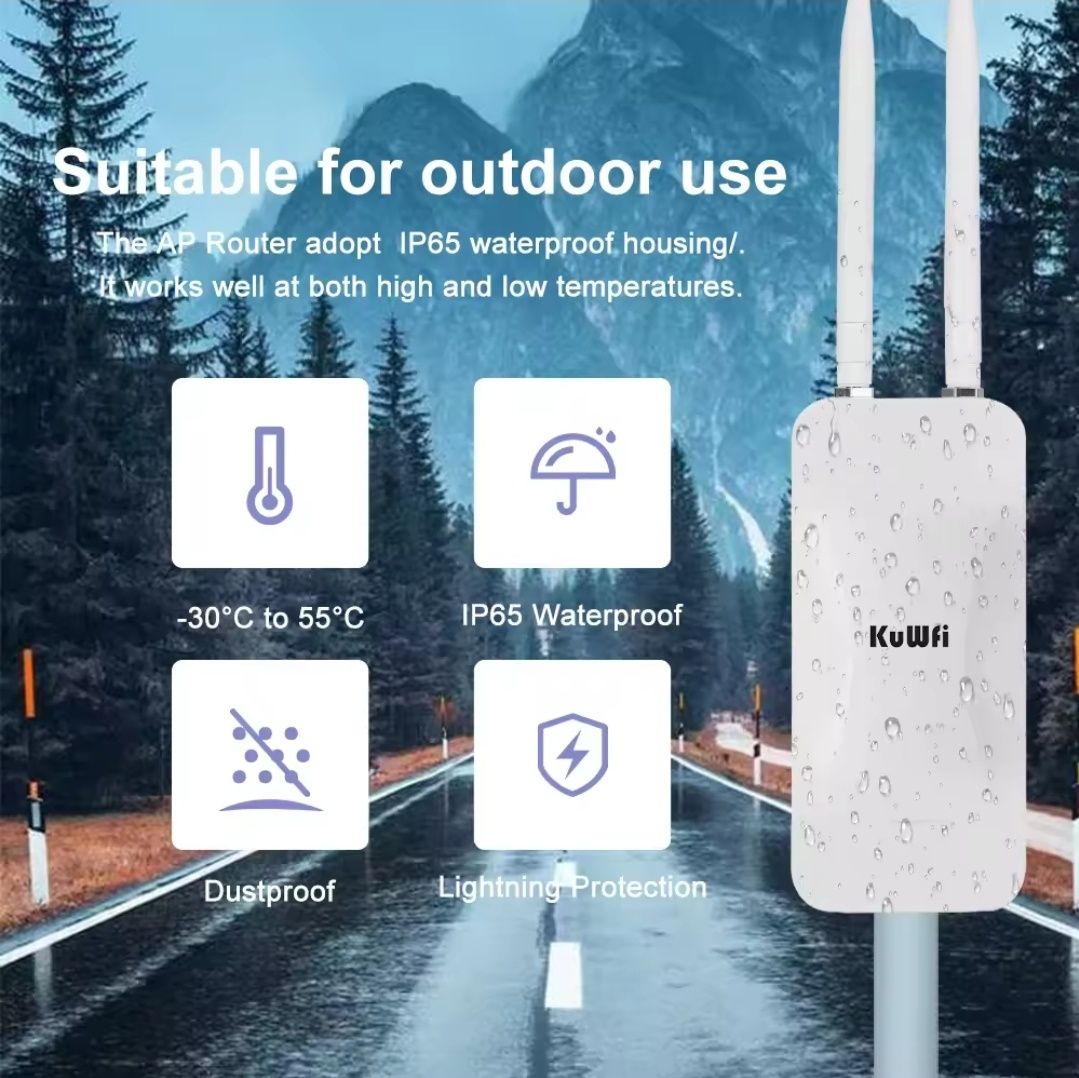 Wifi Zewnętrzny Wzmacniacz Router i punkt dostępu Kuwfi2.4i5.8G 1200Mb