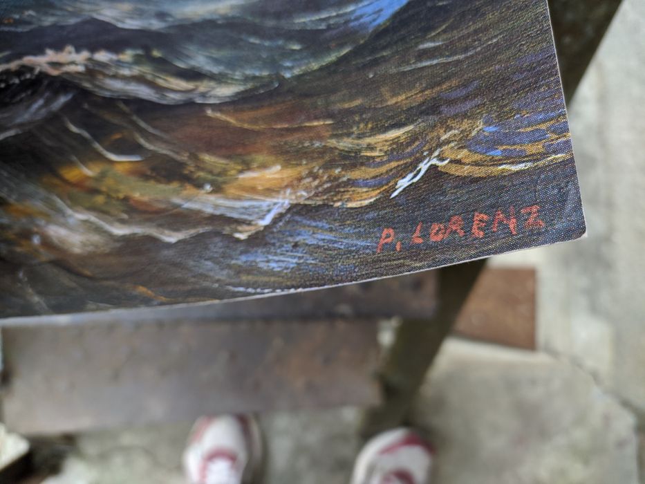 картина маслом корабля на морі, з Італії художник P. Lorenz